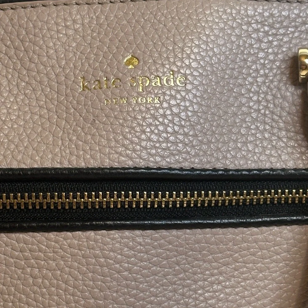 Kate Spade Cream and Black Satchel with Sleek Design